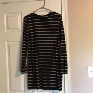 Long sleeve striped fitted dress